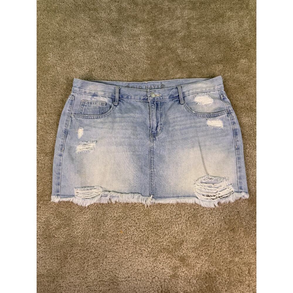 0ld Navy Denim Miniskirt Womens Size 12 Light Wash Button Zip 36x13 D011